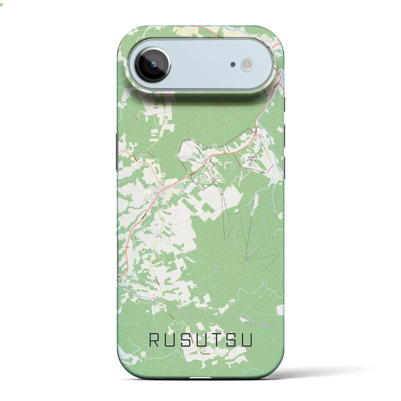 【留寿都(北海道)】地図柄iPhoneケース(バックカバータイプ)ブラック・iPhone 17 Pro Max 用