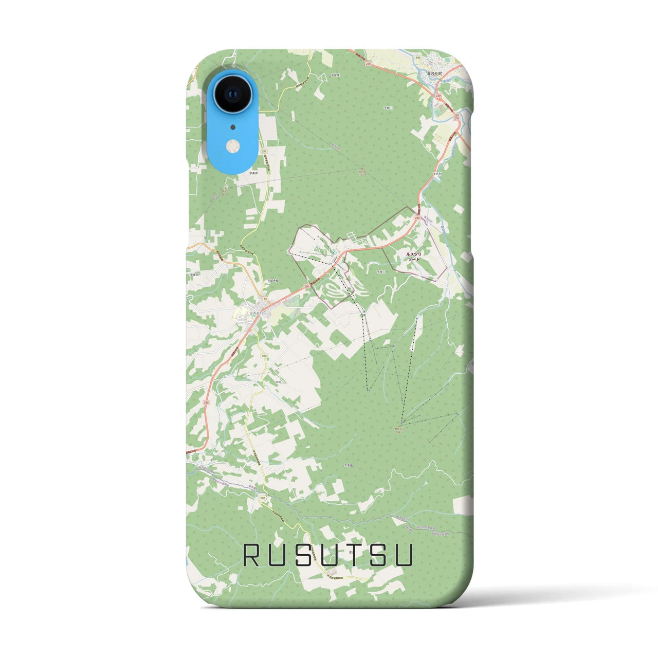 【留寿都(北海道)】地図柄iPhoneケース(バックカバータイプ)