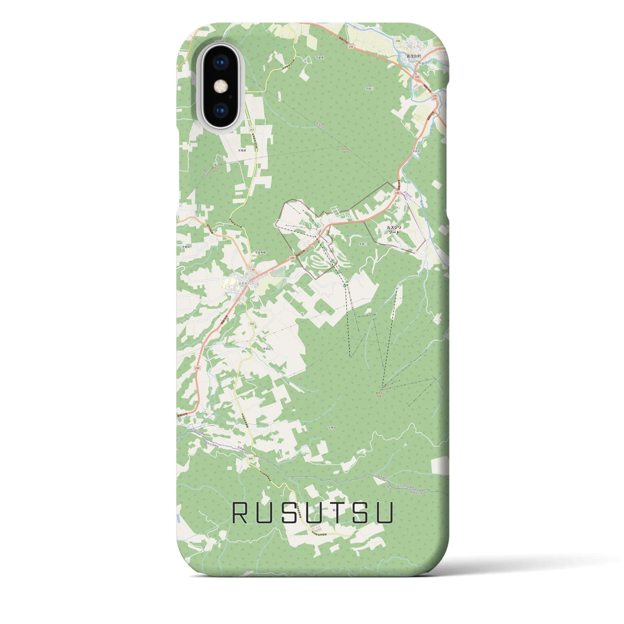 【留寿都(北海道)】地図柄iPhoneケース(バックカバータイプ)