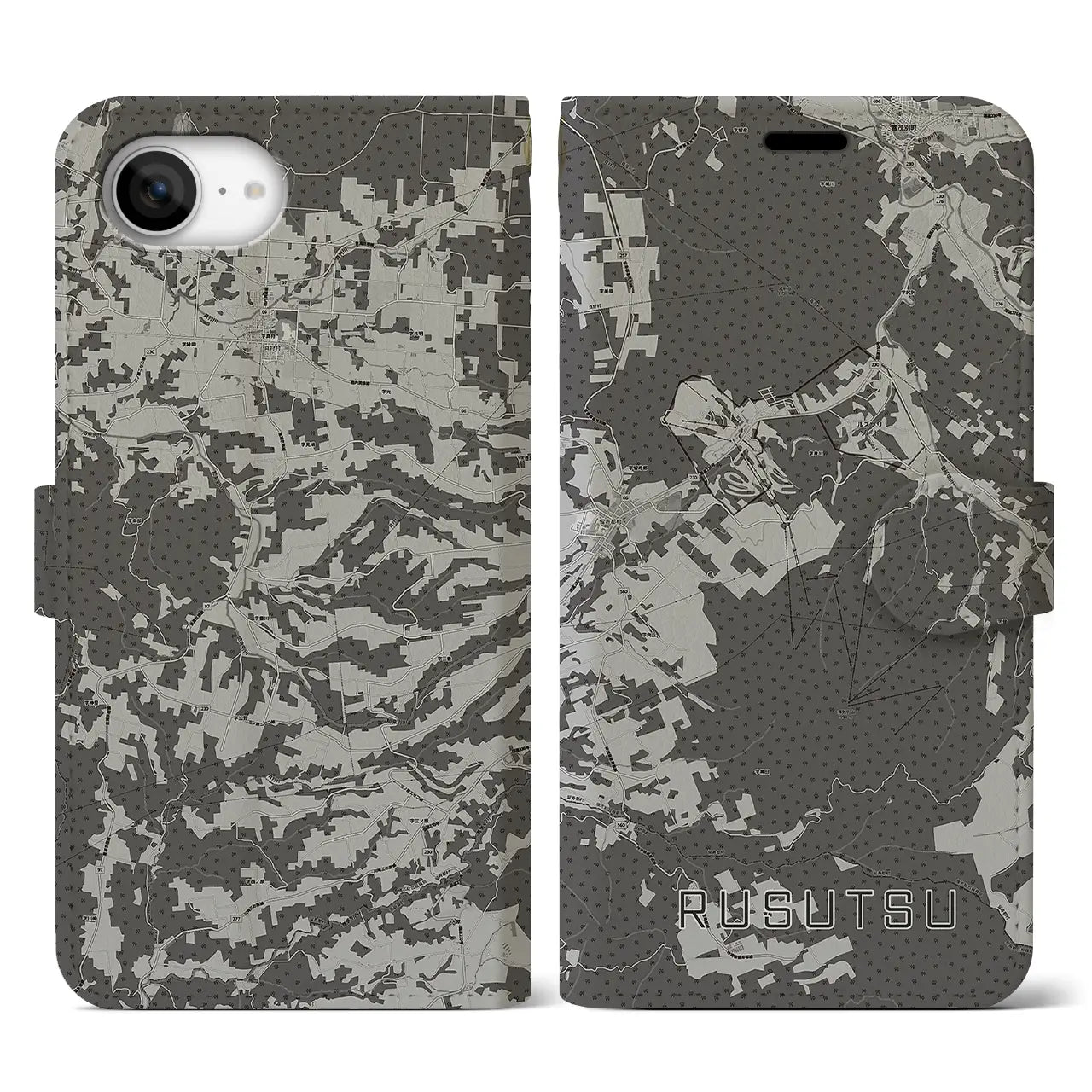 【留寿都(北海道)】地図柄iPhoneケース(手帳タイプ)