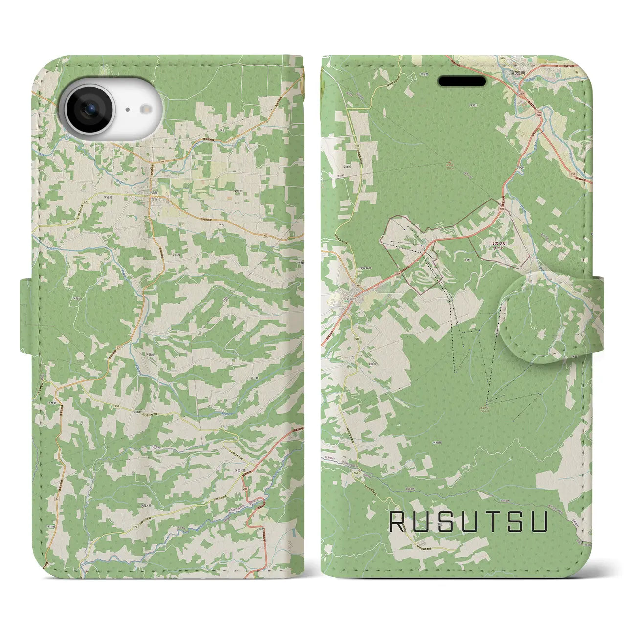 【留寿都(北海道)】地図柄iPhoneケース(手帳タイプ)