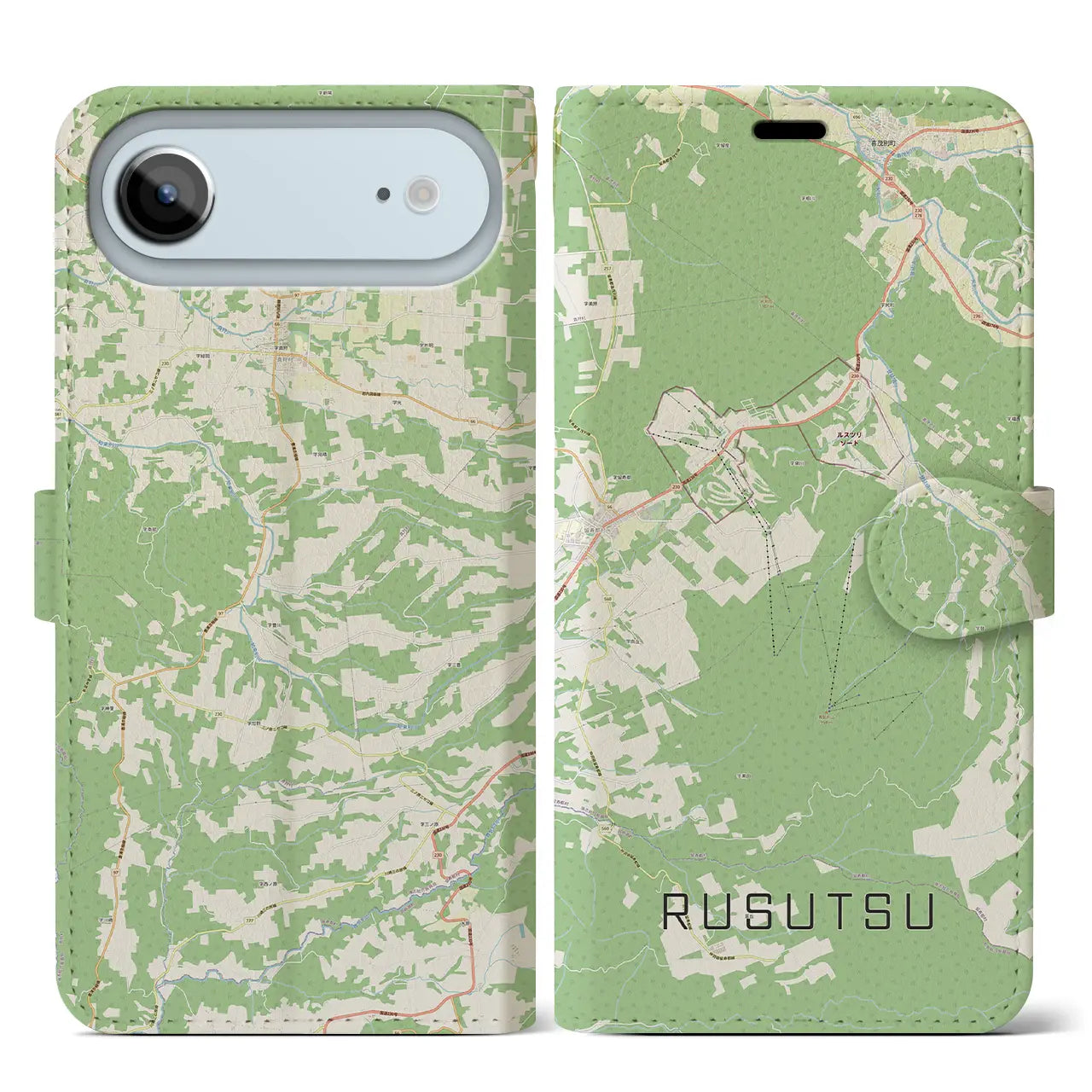 【留寿都(北海道)】地図柄iPhoneケース(手帳タイプ)