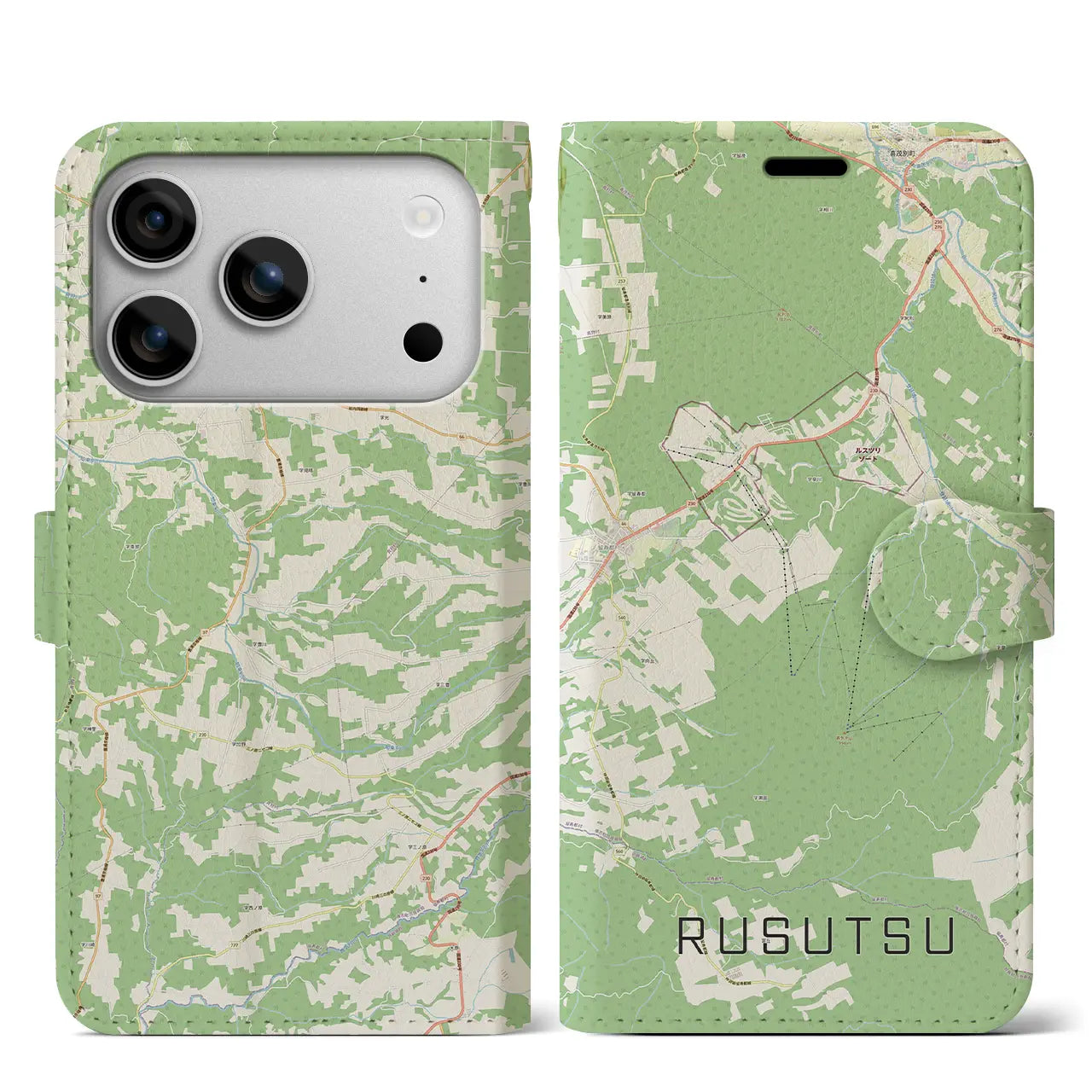 【留寿都(北海道)】地図柄iPhoneケース(手帳タイプ)