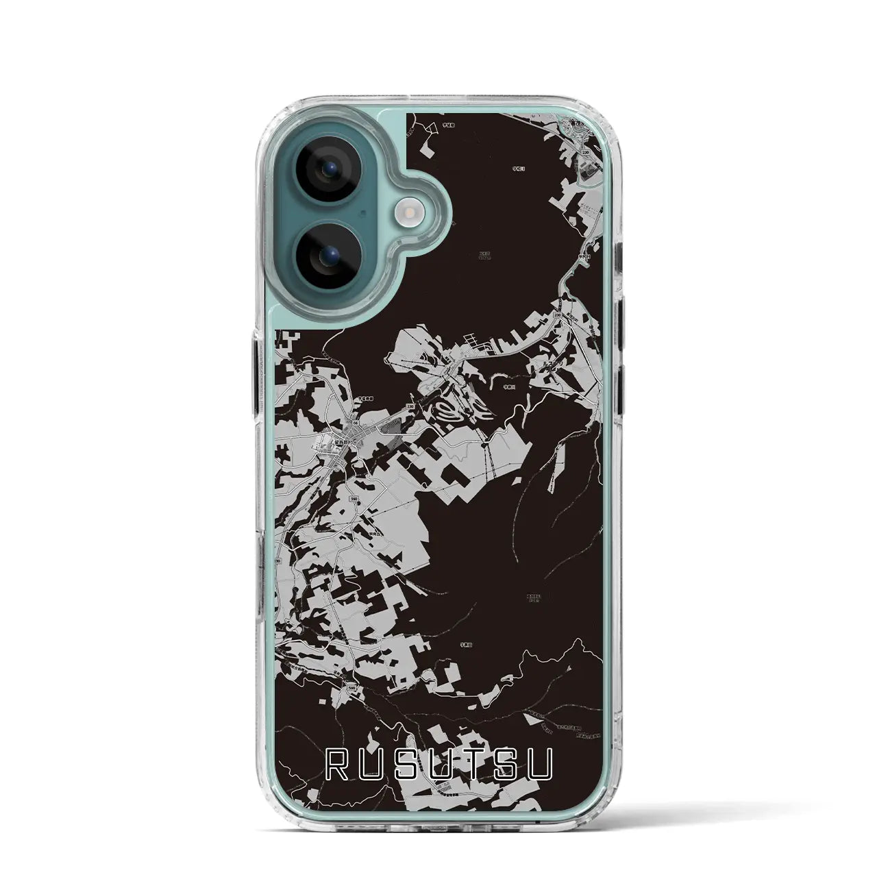 【留寿都(北海道)】地図柄iPhoneケース(MagSafeタイプ)モノトーン・iPhone 16 Pro 用