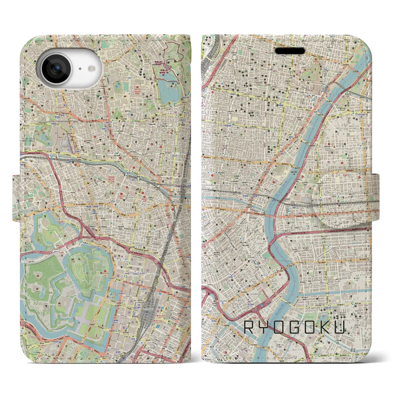 【両国(東京都)】地図柄iPhoneケース(手帳タイプ)