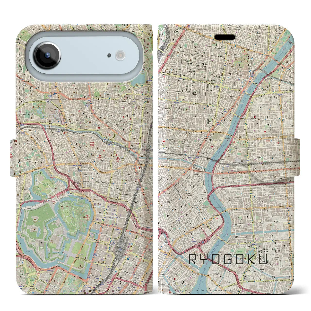 【両国(東京都)】地図柄iPhoneケース(手帳タイプ)