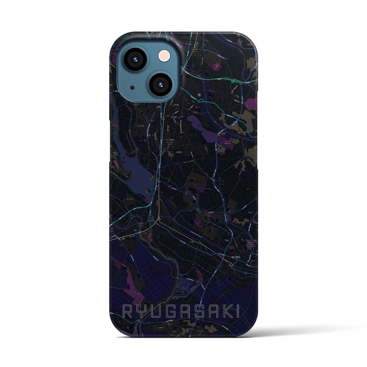 【龍ケ崎(茨城県)】地図柄iPhoneケース(バックカバータイプ)