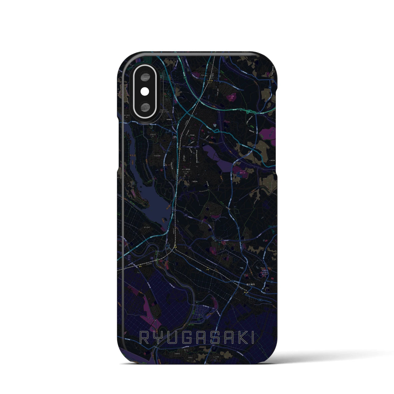 【龍ケ崎(茨城県)】地図柄iPhoneケース(バックカバータイプ)