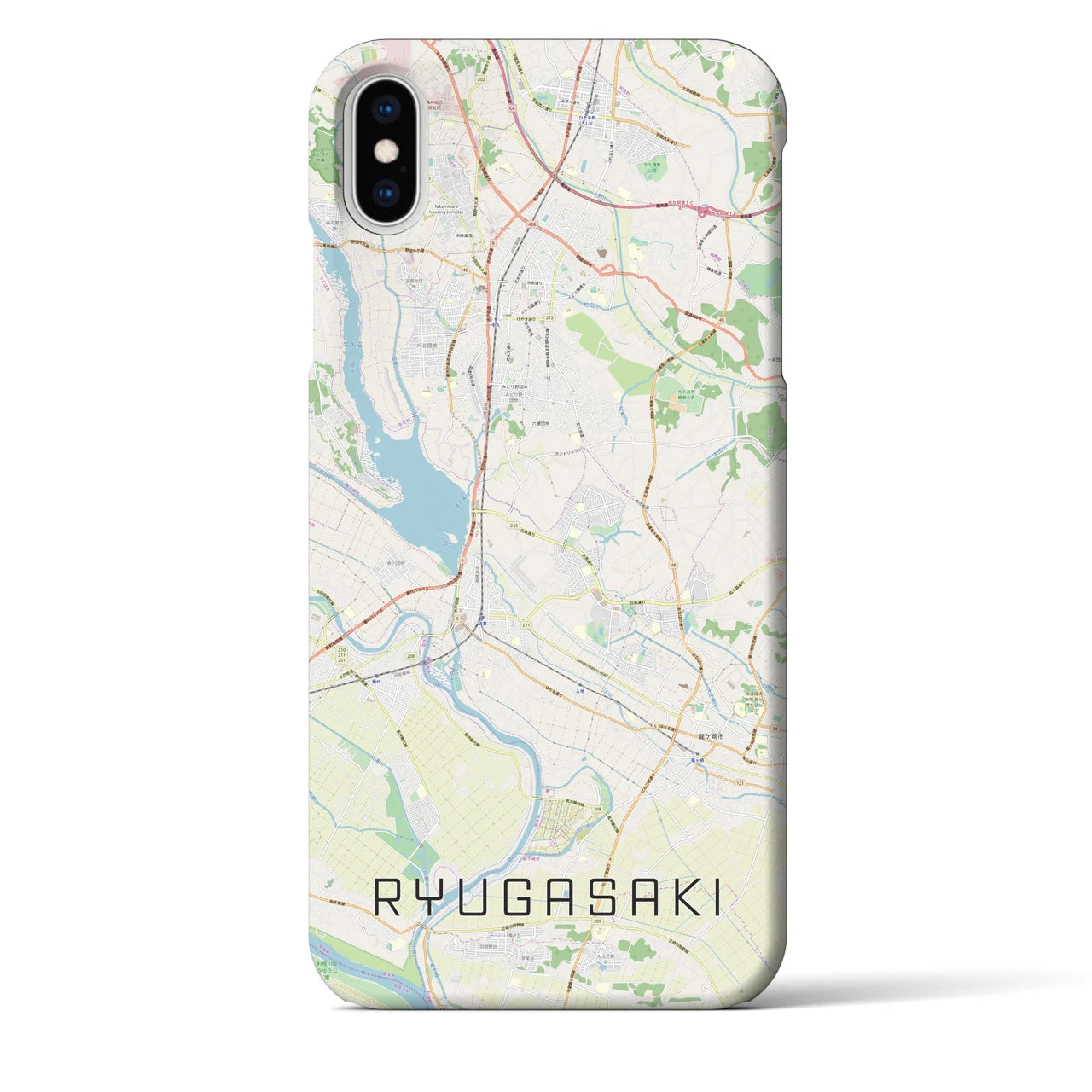 【龍ケ崎(茨城県)】地図柄iPhoneケース(バックカバータイプ)