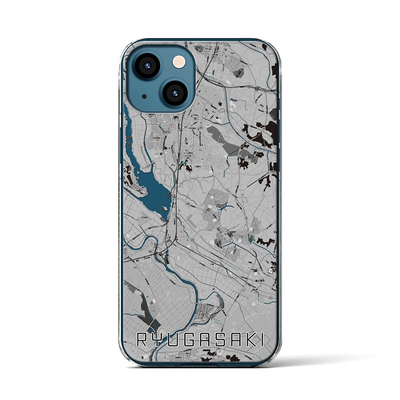 【龍ケ崎(茨城県)】地図柄iPhoneケース(クリアタイプ)
