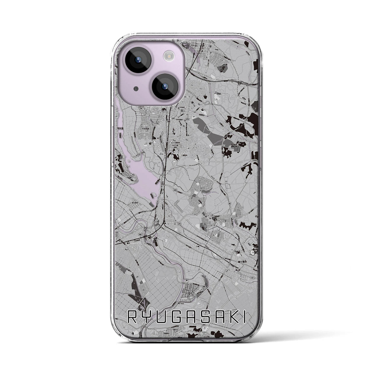 【龍ケ崎(茨城県)】地図柄iPhoneケース(クリアタイプ)