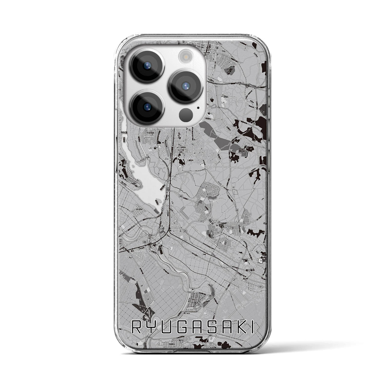 【龍ケ崎(茨城県)】地図柄iPhoneケース(クリアタイプ)