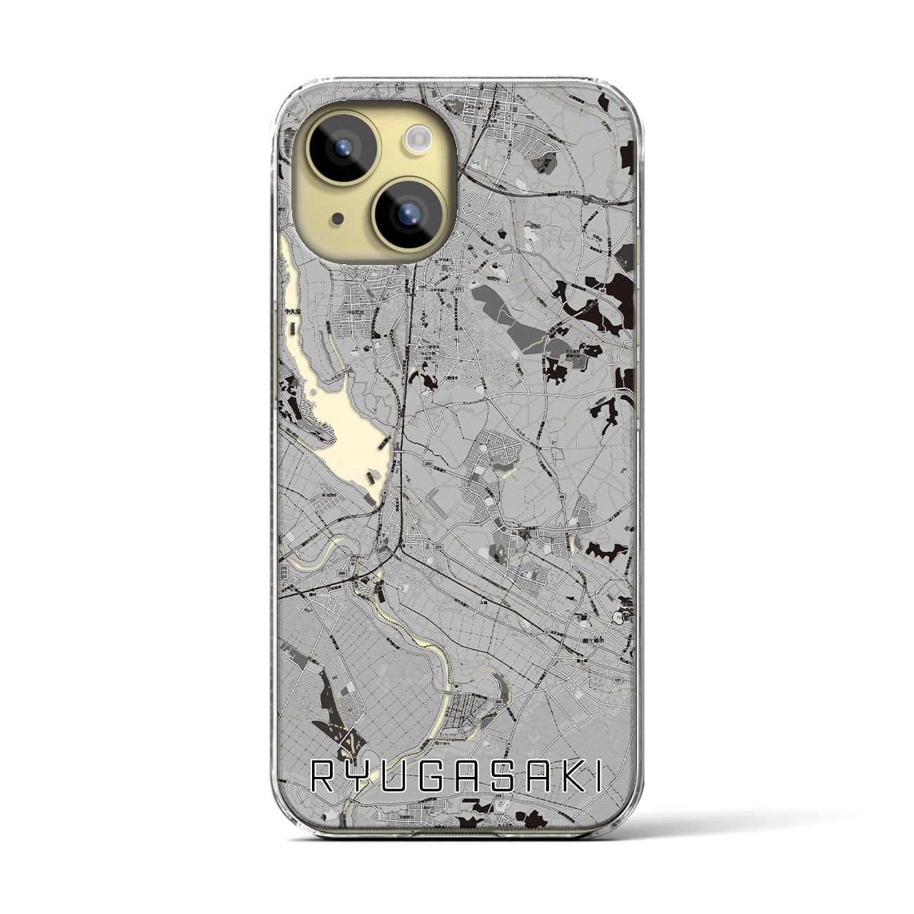 【龍ケ崎(茨城県)】地図柄iPhoneケース(クリアタイプ)