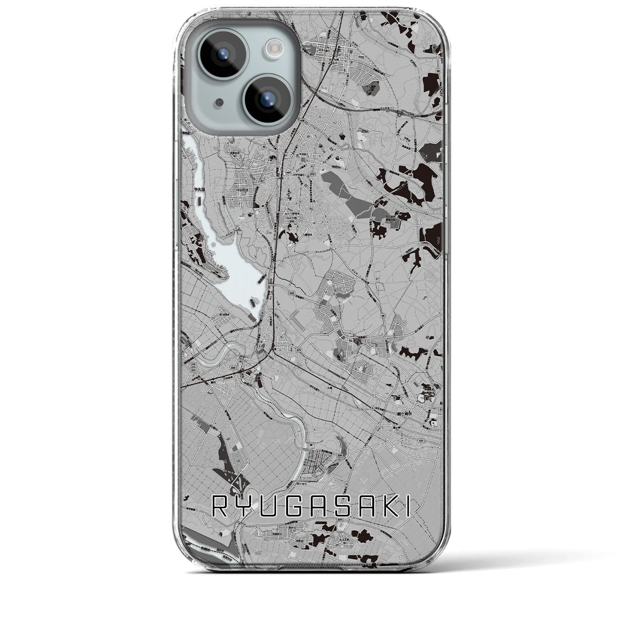 【龍ケ崎(茨城県)】地図柄iPhoneケース(クリアタイプ)