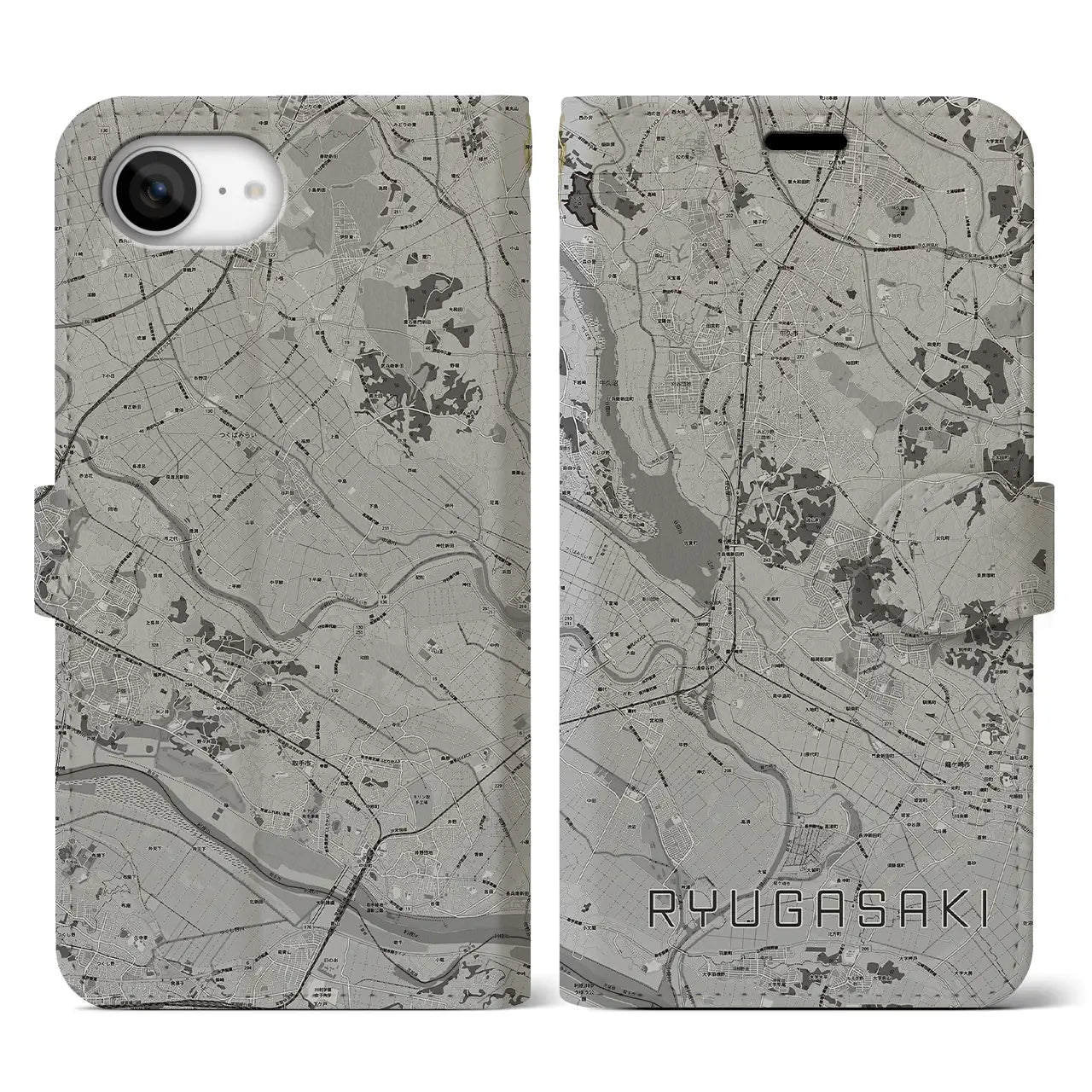 【龍ケ崎(茨城県)】地図柄iPhoneケース(手帳タイプ)