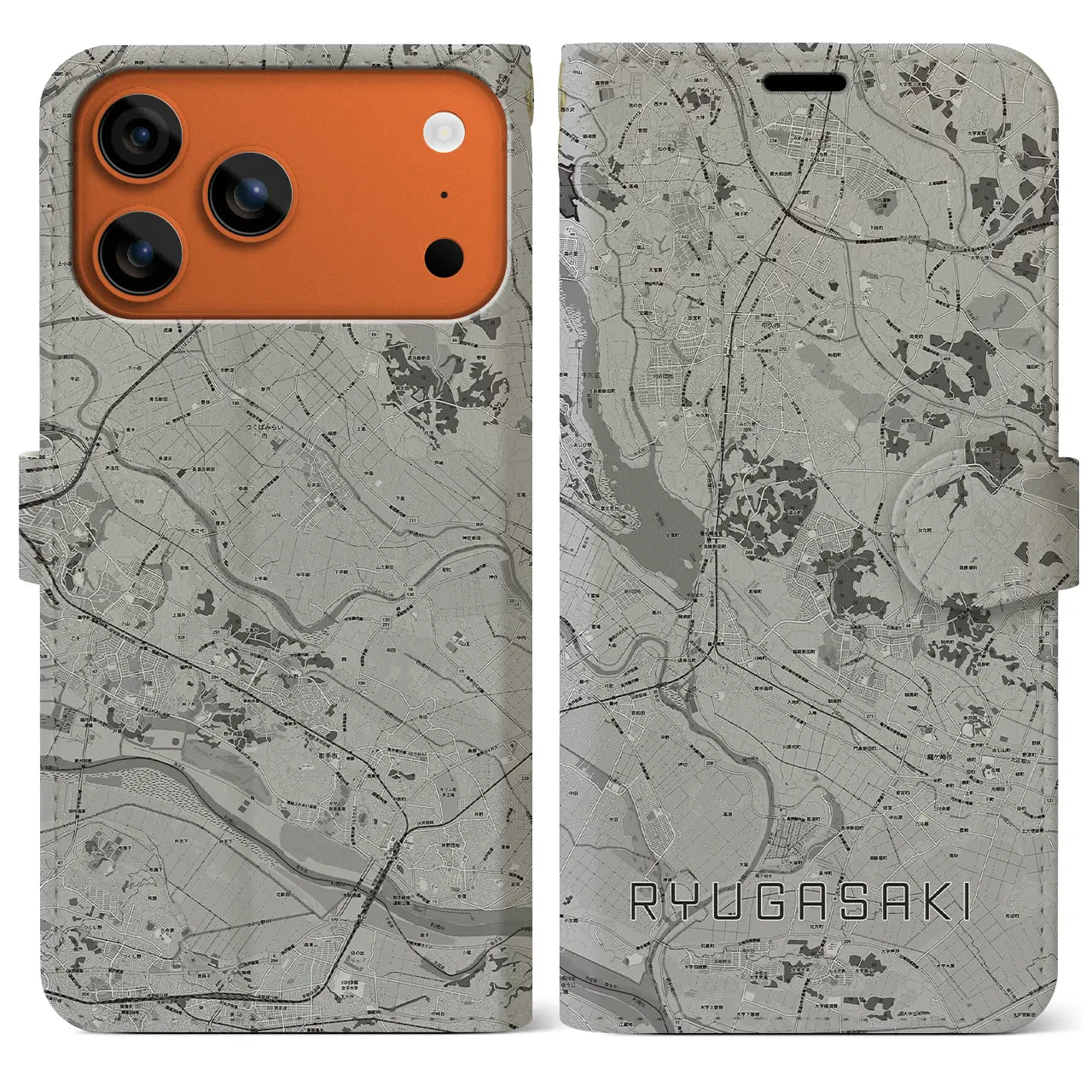 【龍ケ崎(茨城県)】地図柄iPhoneケース(手帳タイプ)