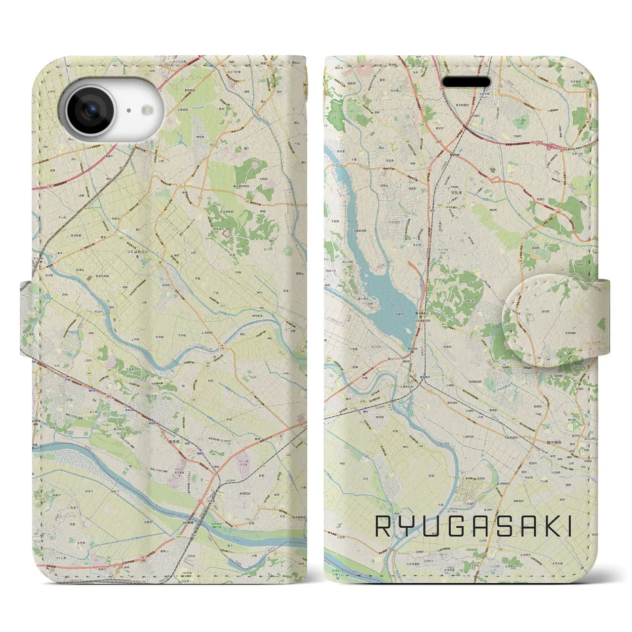 【龍ケ崎(茨城県)】地図柄iPhoneケース(手帳タイプ)