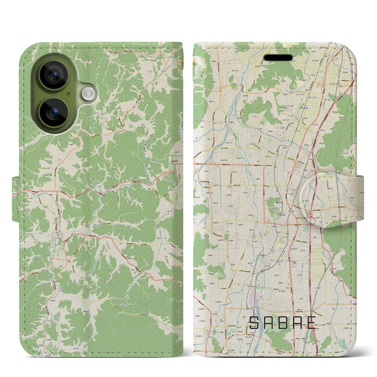 【鯖江(福井県)】地図柄iPhoneケース(手帳タイプ)