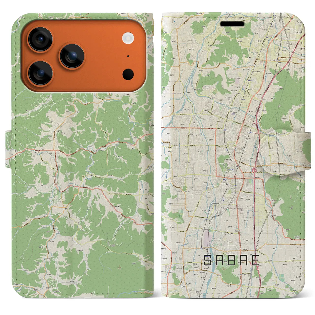 【鯖江(福井県)】地図柄iPhoneケース(手帳タイプ)モノトーン・iPhone 17 Pro Max 用