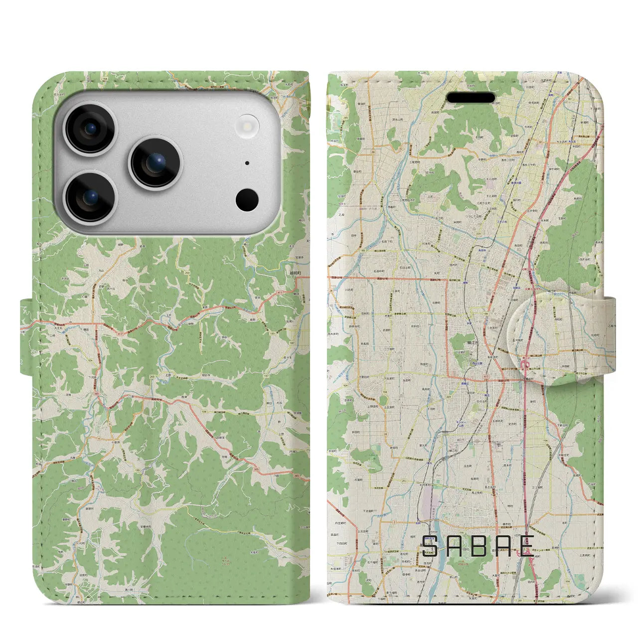 【鯖江(福井県)】地図柄iPhoneケース(手帳タイプ)