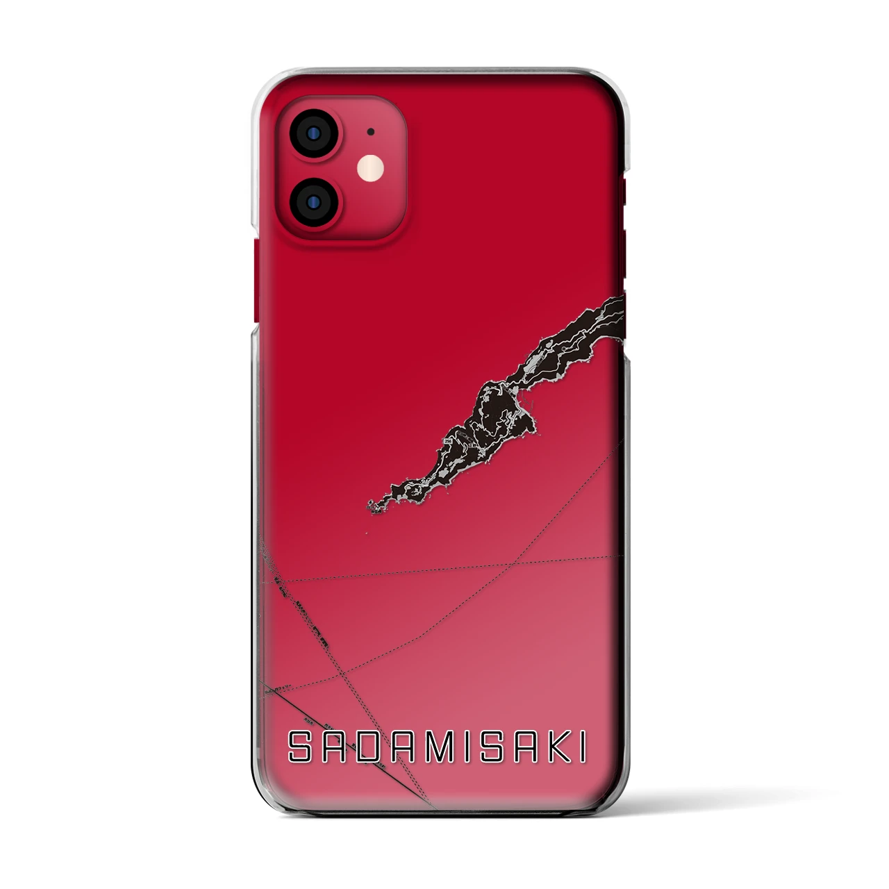 【佐田岬(愛媛県)】地図柄iPhoneケース(クリアタイプ)モノトーン・iPhone 11 用