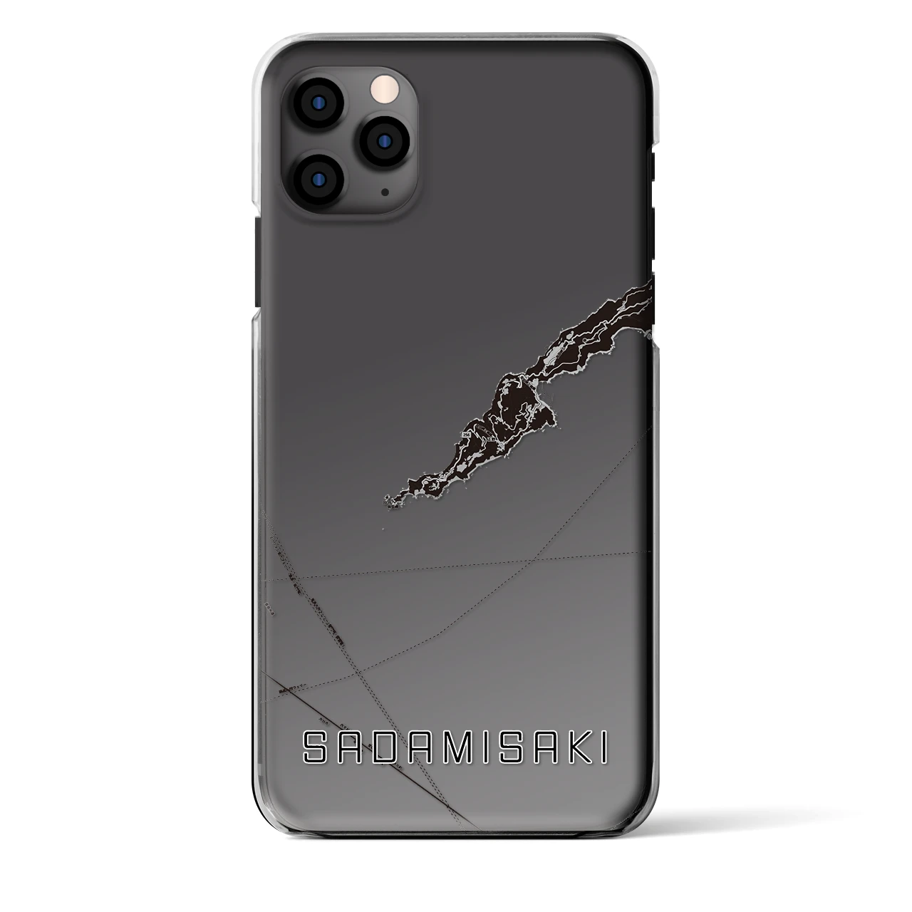 【佐田岬(愛媛県)】地図柄iPhoneケース(クリアタイプ)モノトーン・iPhone 11 Pro Max 用