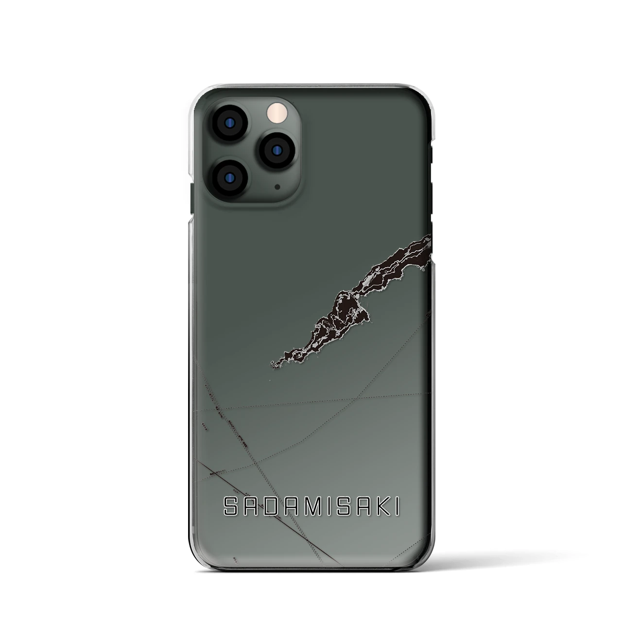 【佐田岬(愛媛県)】地図柄iPhoneケース(クリアタイプ)モノトーン・iPhone 11 Pro 用