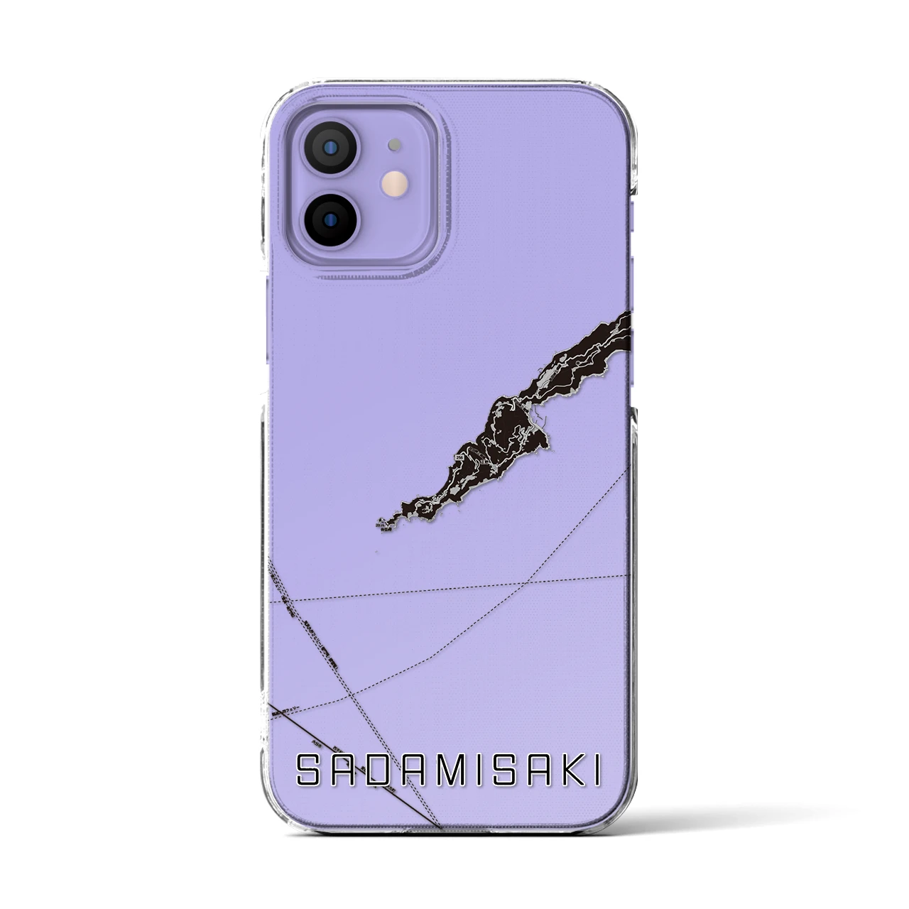 【佐田岬(愛媛県)】地図柄iPhoneケース(クリアタイプ)モノトーン・iPhone 12 / 12 Pro 用
