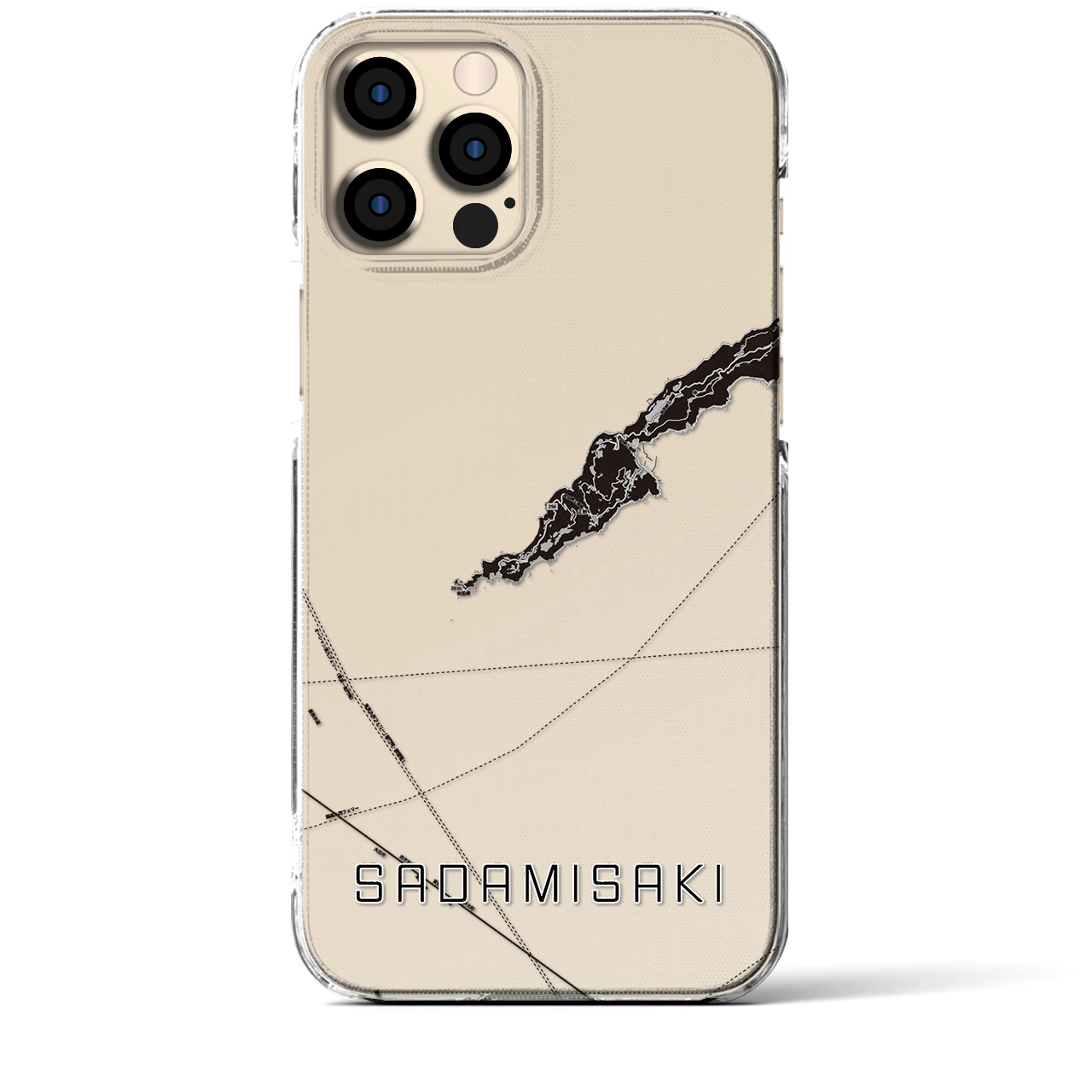 【佐田岬(愛媛県)】地図柄iPhoneケース(クリアタイプ)モノトーン・iPhone 12 Pro Max 用