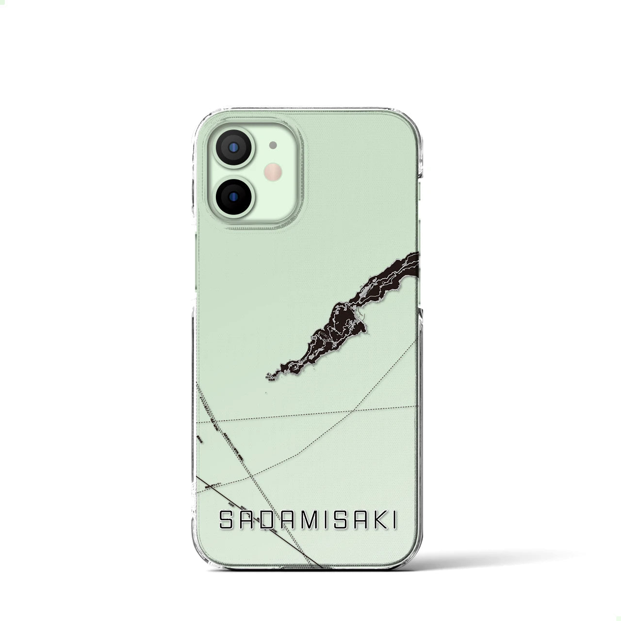 【佐田岬(愛媛県)】地図柄iPhoneケース(クリアタイプ)モノトーン・iPhone 12 mini 用