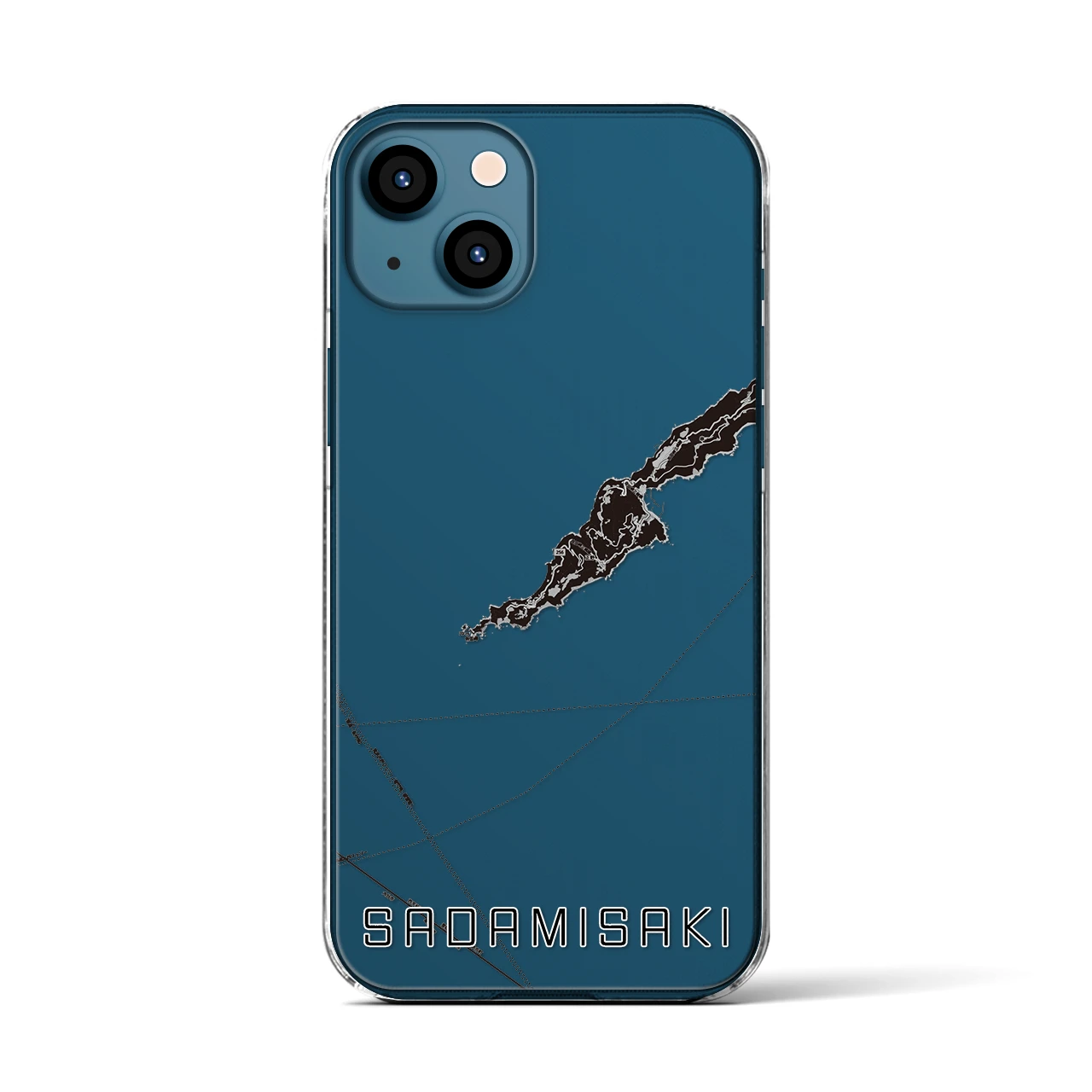 【佐田岬(愛媛県)】地図柄iPhoneケース(クリアタイプ)モノトーン・iPhone 13 用