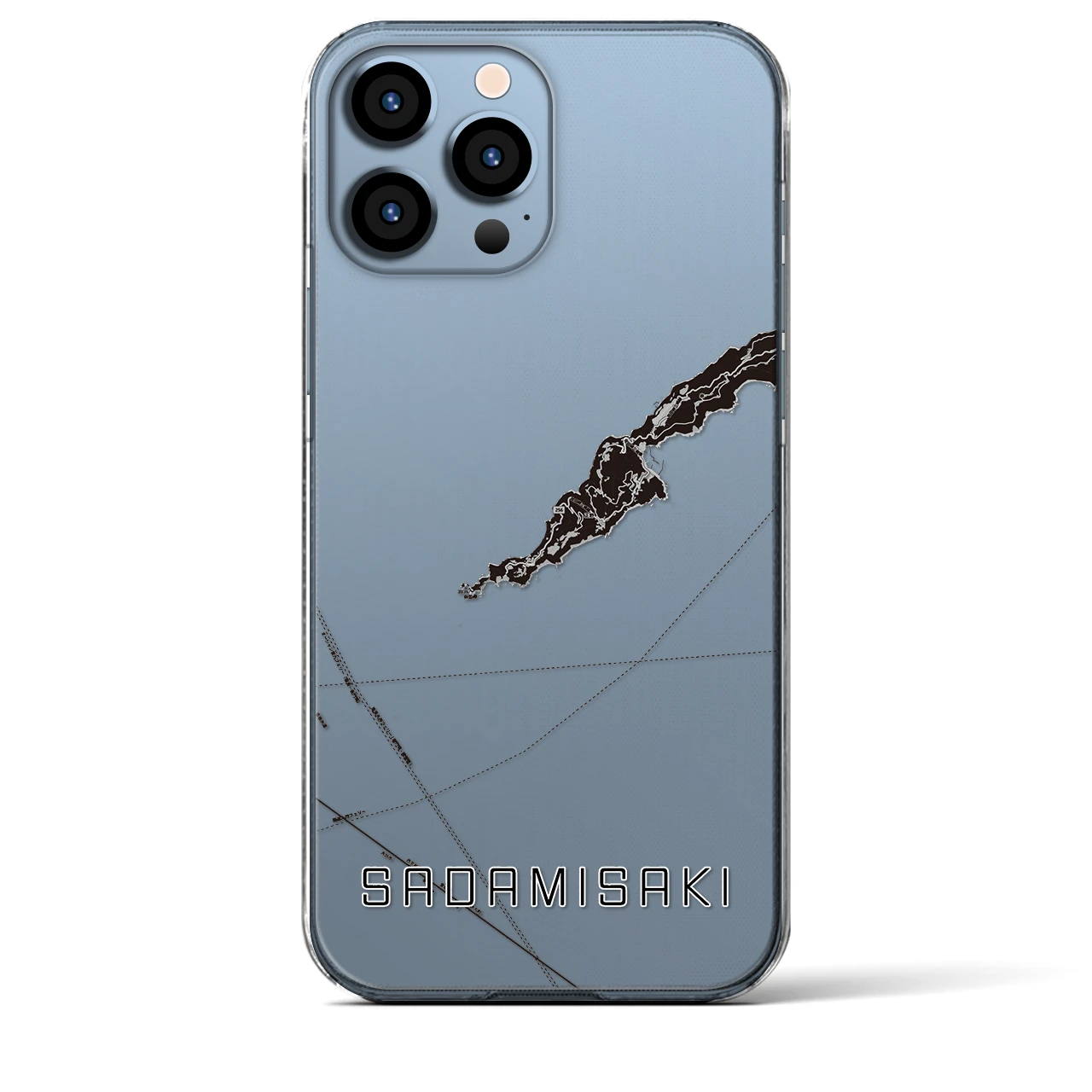 【佐田岬(愛媛県)】地図柄iPhoneケース(クリアタイプ)モノトーン・iPhone 13 Pro Max 用