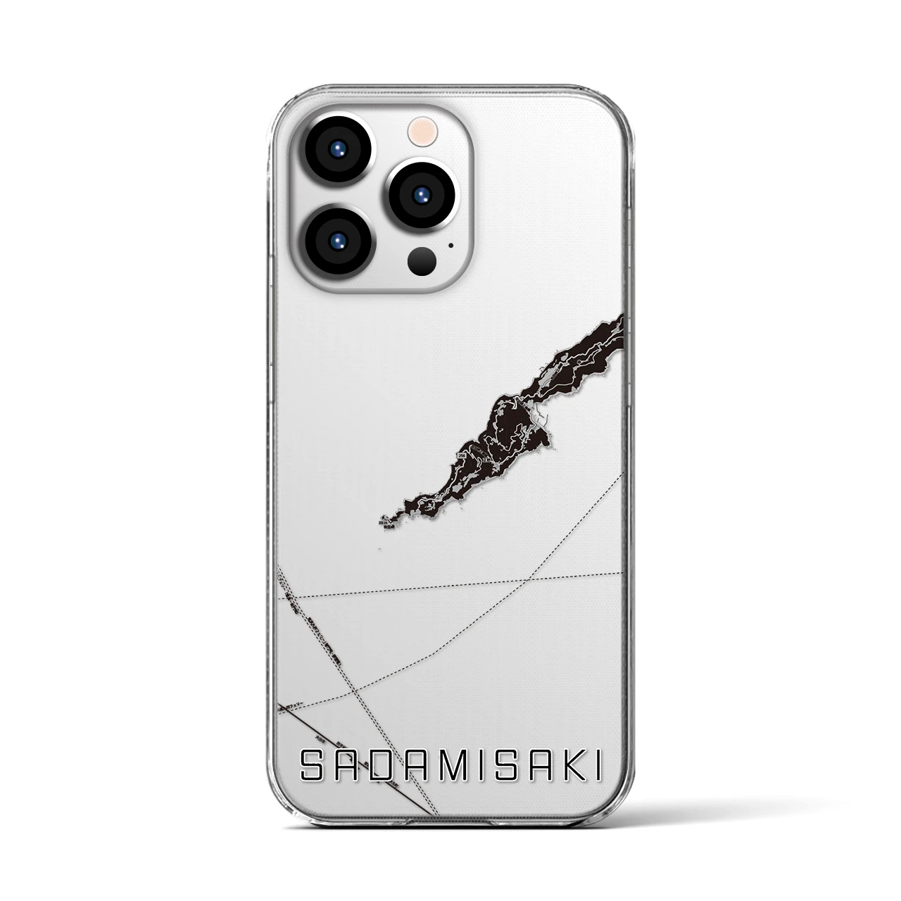 【佐田岬(愛媛県)】地図柄iPhoneケース(クリアタイプ)モノトーン・iPhone 13 Pro 用