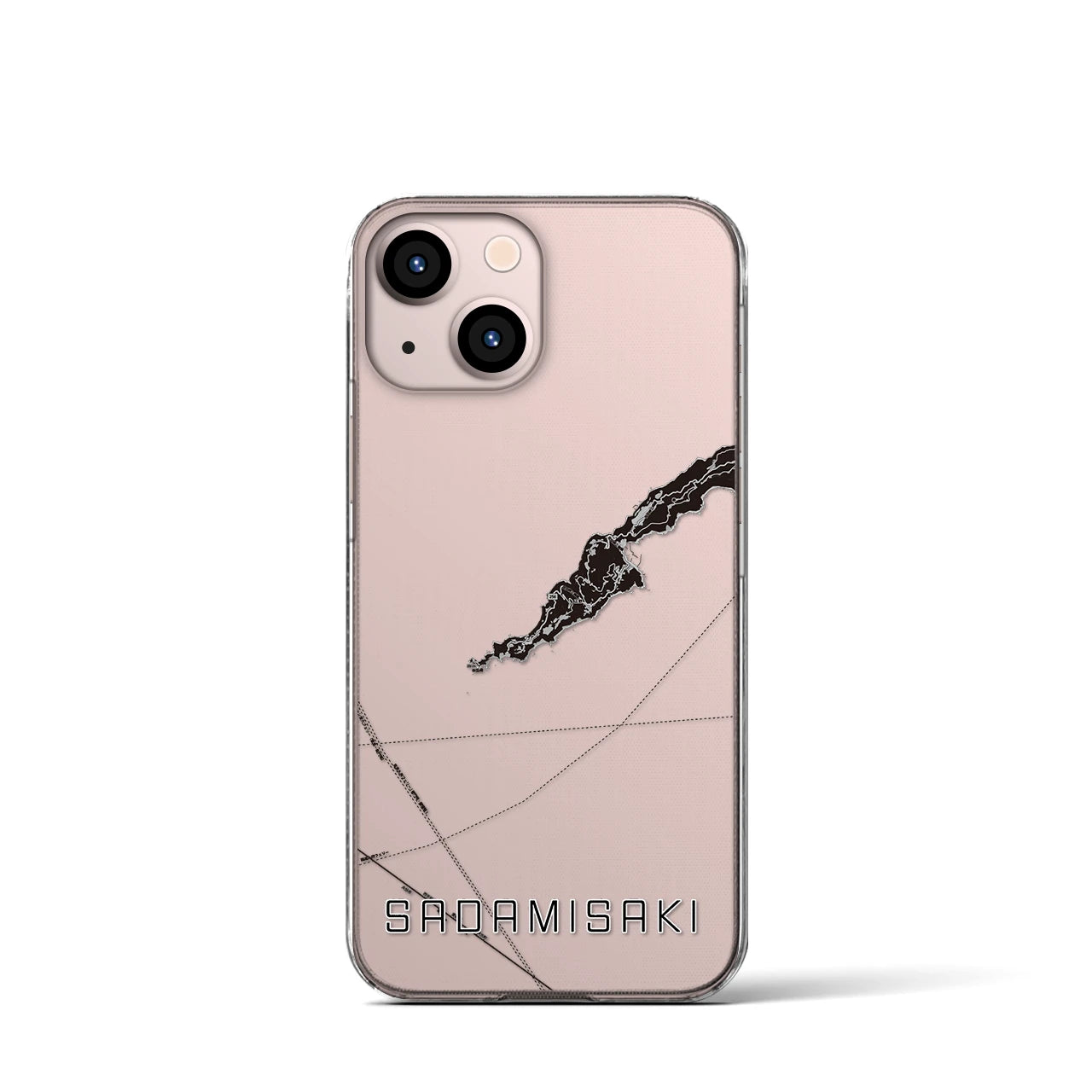 【佐田岬(愛媛県)】地図柄iPhoneケース(クリアタイプ)モノトーン・iPhone 13 mini 用