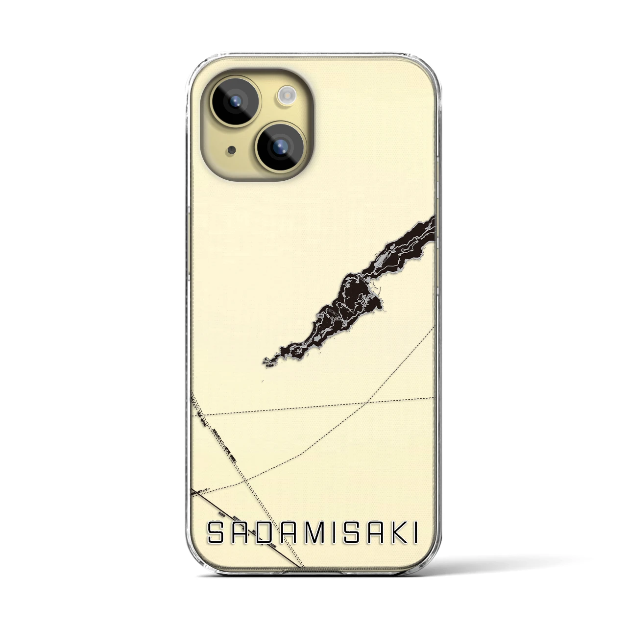 【佐田岬(愛媛県)】地図柄iPhoneケース(クリアタイプ)モノトーン・iPhone 15 用