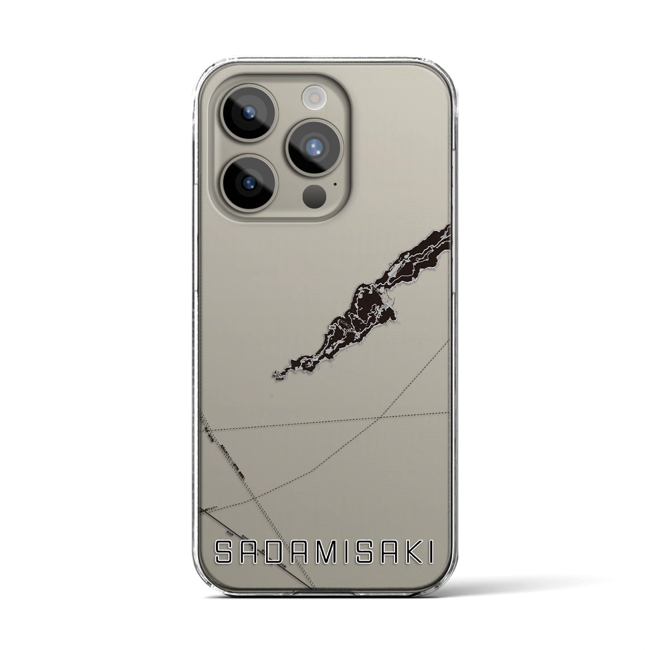 【佐田岬(愛媛県)】地図柄iPhoneケース(クリアタイプ)モノトーン・iPhone 15 Pro 用