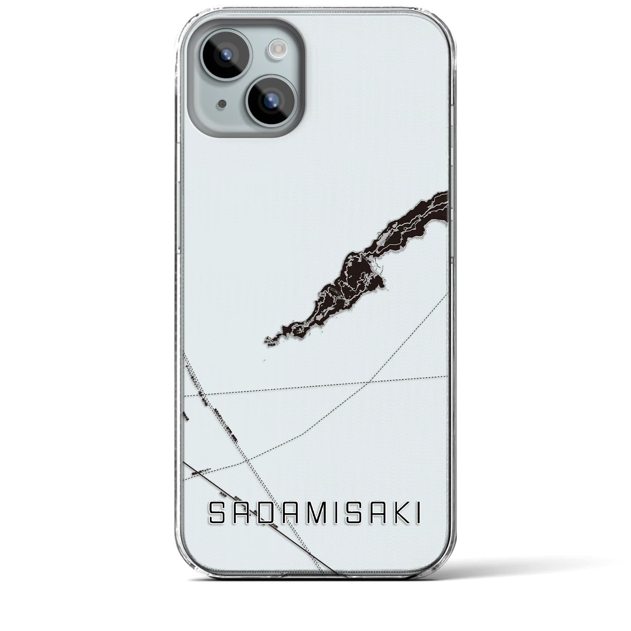 【佐田岬(愛媛県)】地図柄iPhoneケース(クリアタイプ)モノトーン・iPhone 15 Plus 用