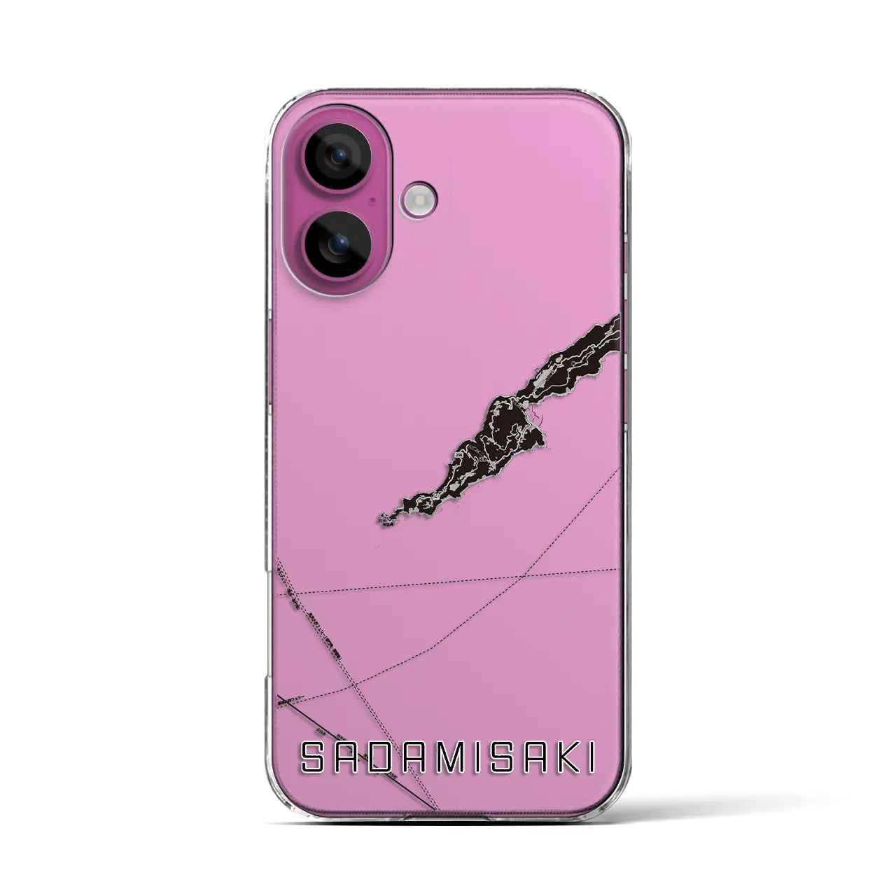 【佐田岬(愛媛県)】地図柄iPhoneケース(クリアタイプ)モノトーン・iPhone 16 Pro 用