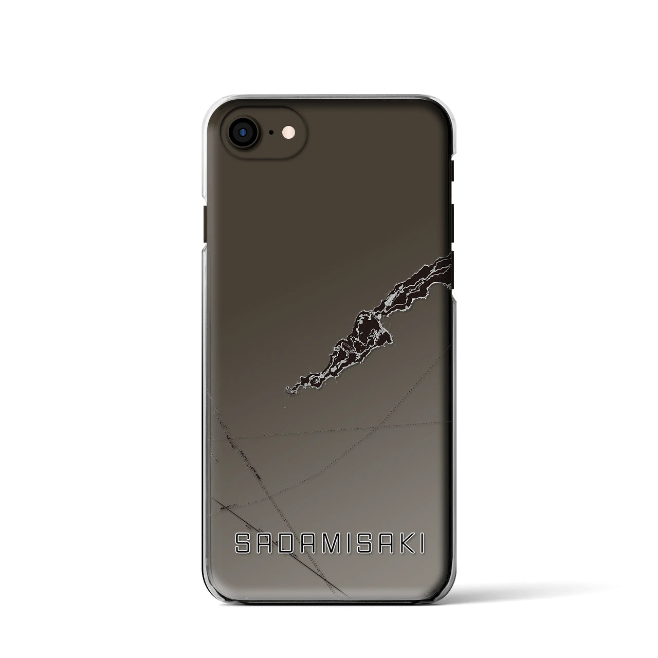 【佐田岬(愛媛県)】地図柄iPhoneケース(クリアタイプ)モノトーン・iPhone SE(第3 / 第2世代) / 8 / 7 / 6s / 6 用