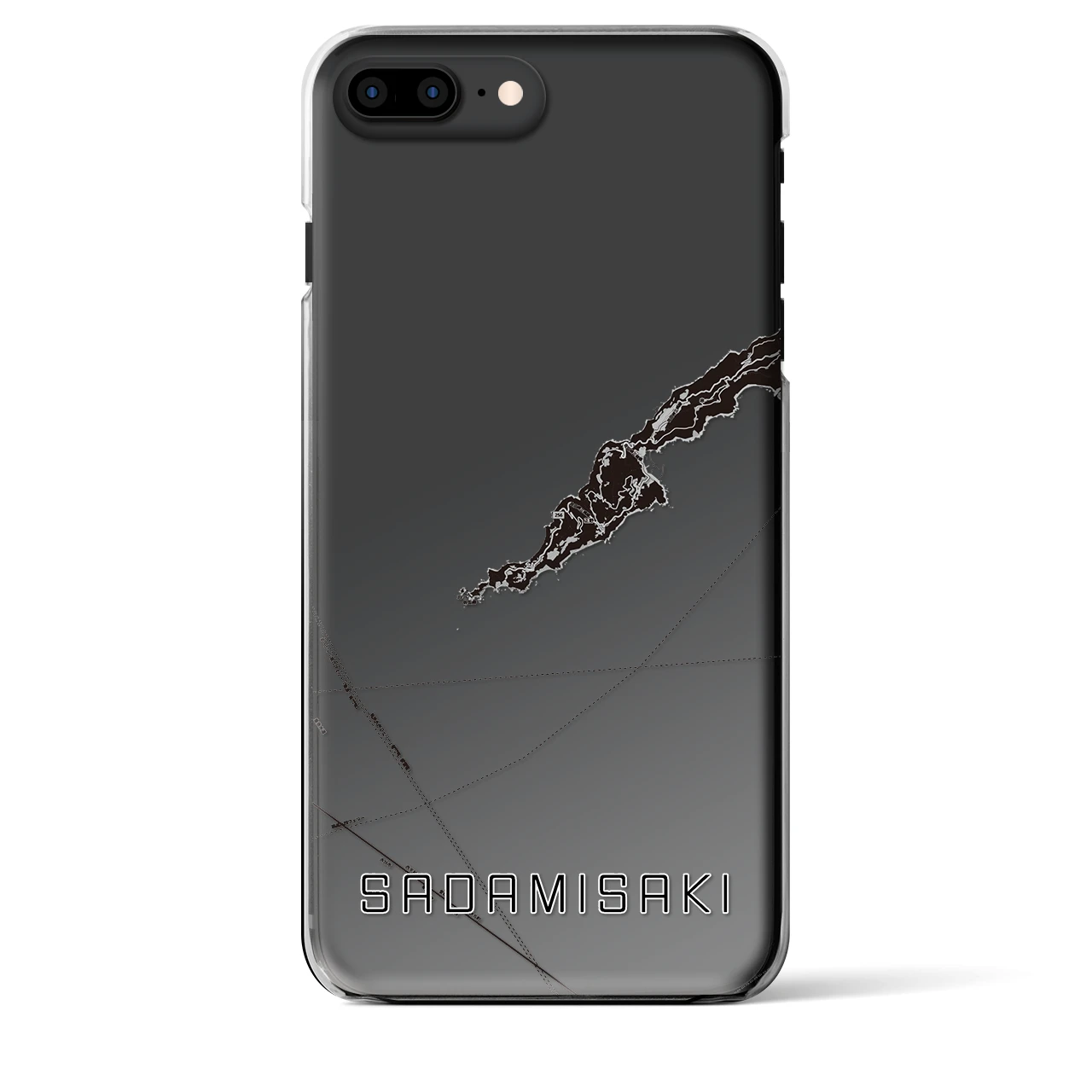 【佐田岬(愛媛県)】地図柄iPhoneケース(クリアタイプ)モノトーン・iPhone 8Plus /7Plus / 6sPlus / 6Plus 用