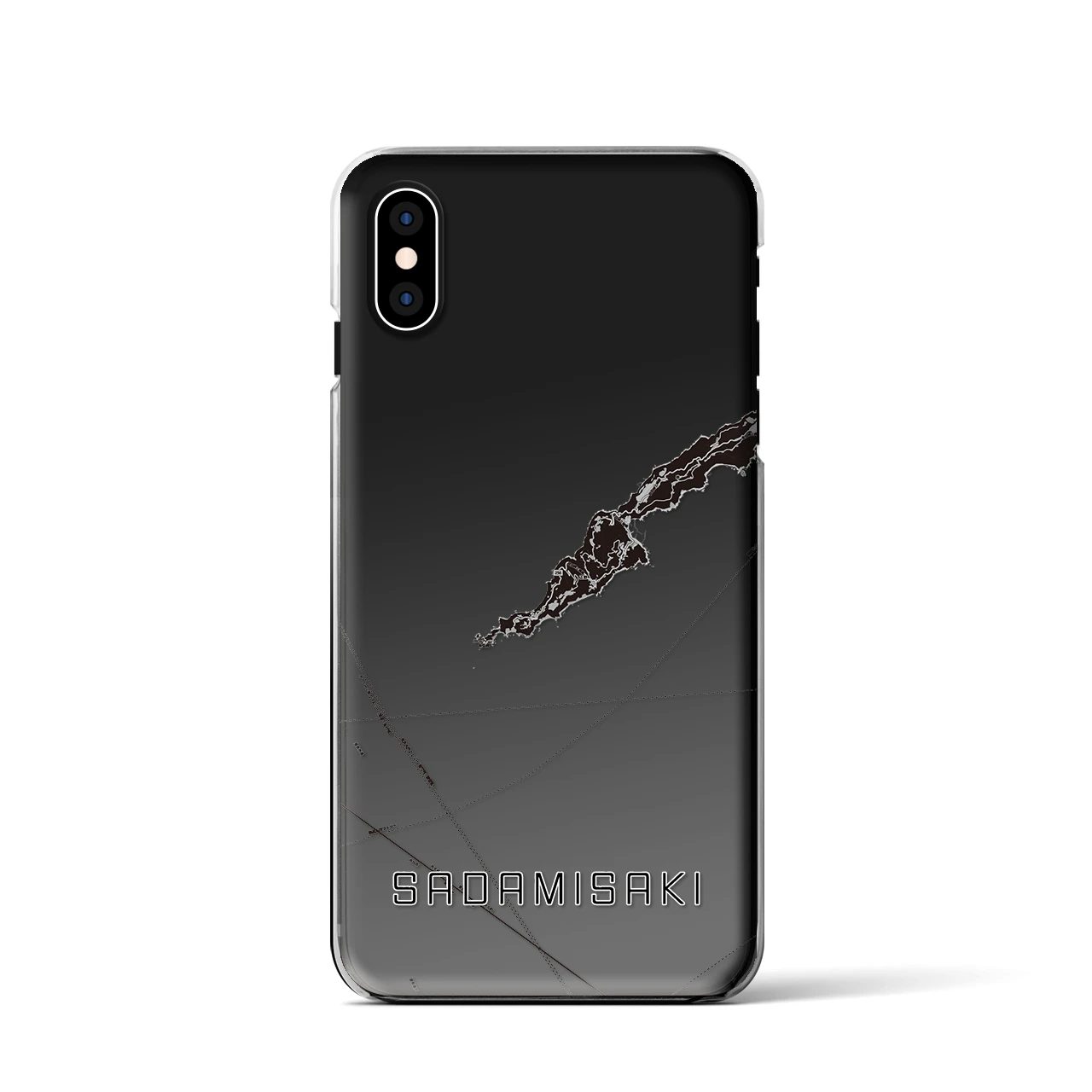 【佐田岬(愛媛県)】地図柄iPhoneケース(クリアタイプ)モノトーン・iPhone XS / X 用