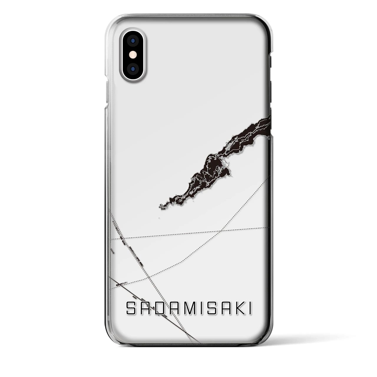 【佐田岬(愛媛県)】地図柄iPhoneケース(クリアタイプ)モノトーン・iPhone XS Max 用