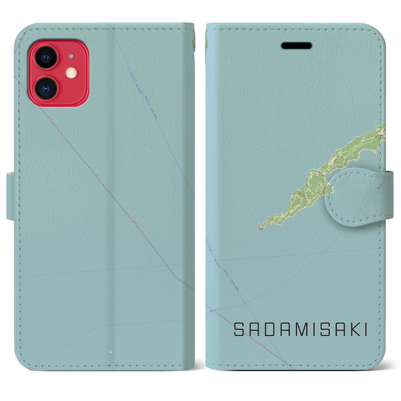 【佐田岬(愛媛県)】地図柄iPhoneケース(手帳タイプ)ナチュラル・iPhone 11 用