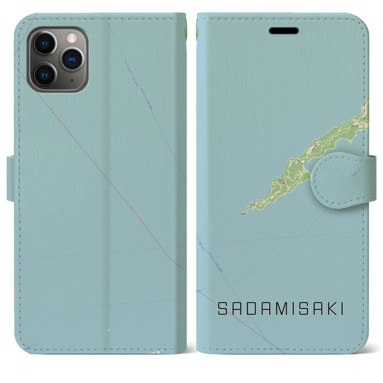 【佐田岬(愛媛県)】地図柄iPhoneケース(手帳タイプ)ナチュラル・iPhone 11 Pro Max 用