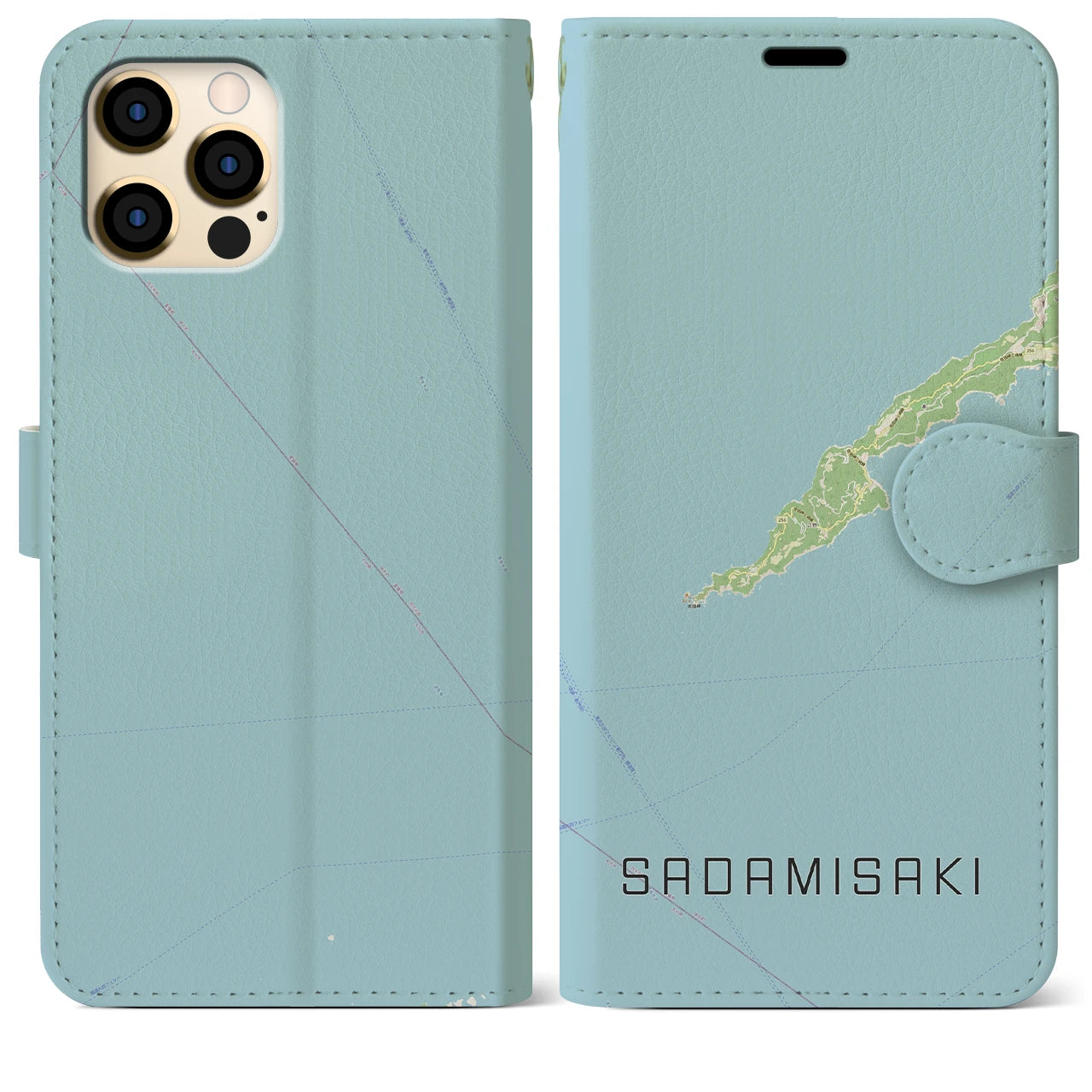 【佐田岬(愛媛県)】地図柄iPhoneケース(手帳タイプ)ナチュラル・iPhone 12 Pro Max 用