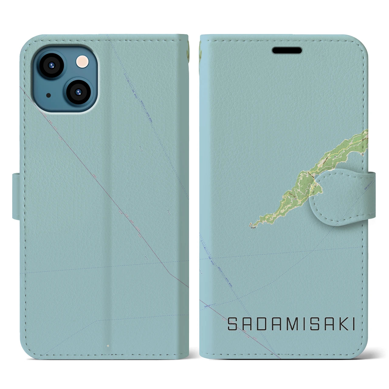 【佐田岬(愛媛県)】地図柄iPhoneケース(手帳タイプ)ナチュラル・iPhone 13 用