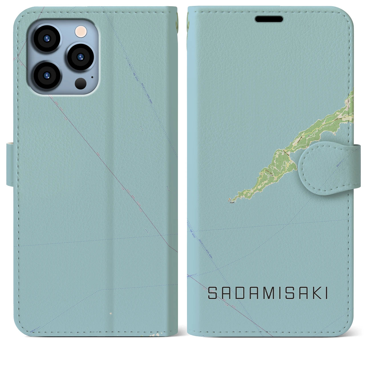 【佐田岬(愛媛県)】地図柄iPhoneケース(手帳タイプ)ナチュラル・iPhone 13 Pro Max 用