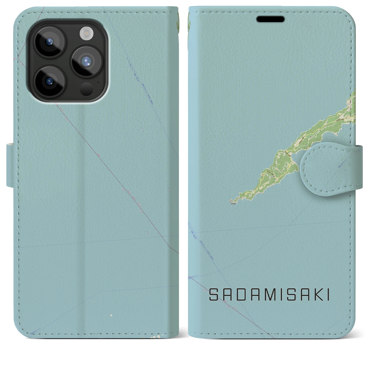 【佐田岬(愛媛県)】地図柄iPhoneケース(手帳タイプ)ナチュラル・iPhone 15 Pro Max 用