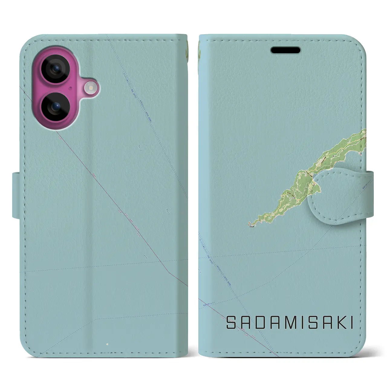 【佐田岬(愛媛県)】地図柄iPhoneケース(手帳タイプ)ナチュラル・iPhone 16 Pro 用