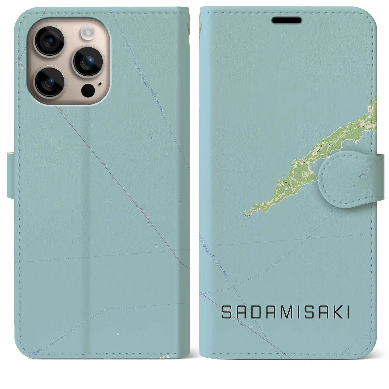 【佐田岬(愛媛県)】地図柄iPhoneケース(手帳タイプ)ナチュラル・iPhone 16 Plus 用